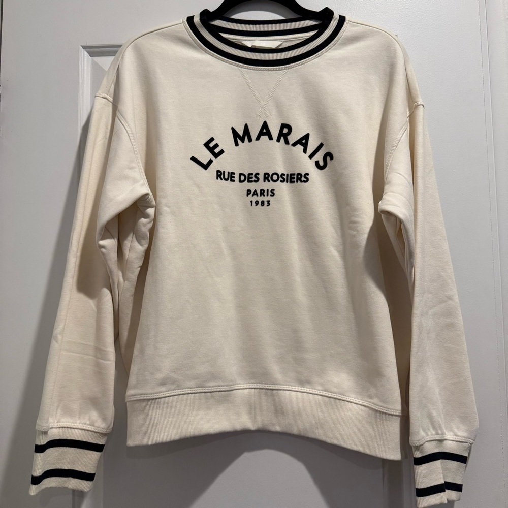 H&M Cream Sweatshirt with Ribbed Details - Size M (NWOT)